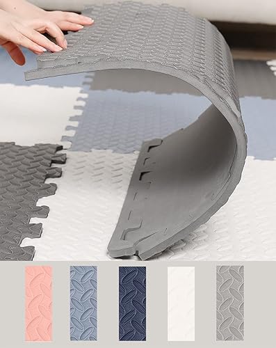 Miniatura 3 de HOMTOL Tapete de juego de espuma de 18 piezas, tapetes coloridos de rompecabezas para suelo, azulejos entrelazados, juego de tapetes de ejercicio