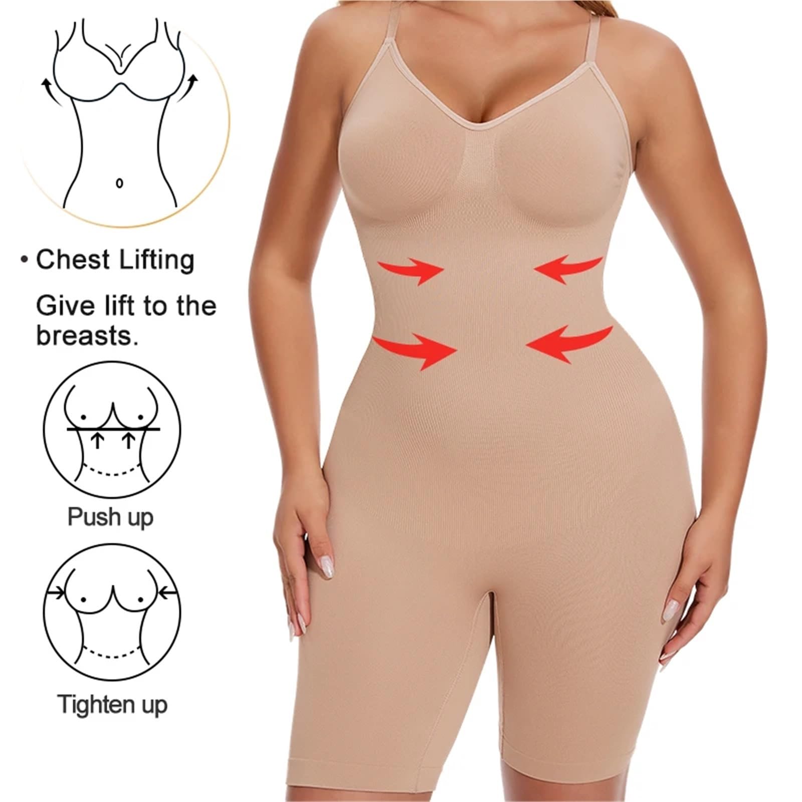 body moldeador Fajas moldeadoras for mujer, control de abdomen, realce glúteos, moldeador cuerpo completo, adelgazante muslos, entrenador cintura, ropa interior , fajas for el vientre(Brown,XXL)