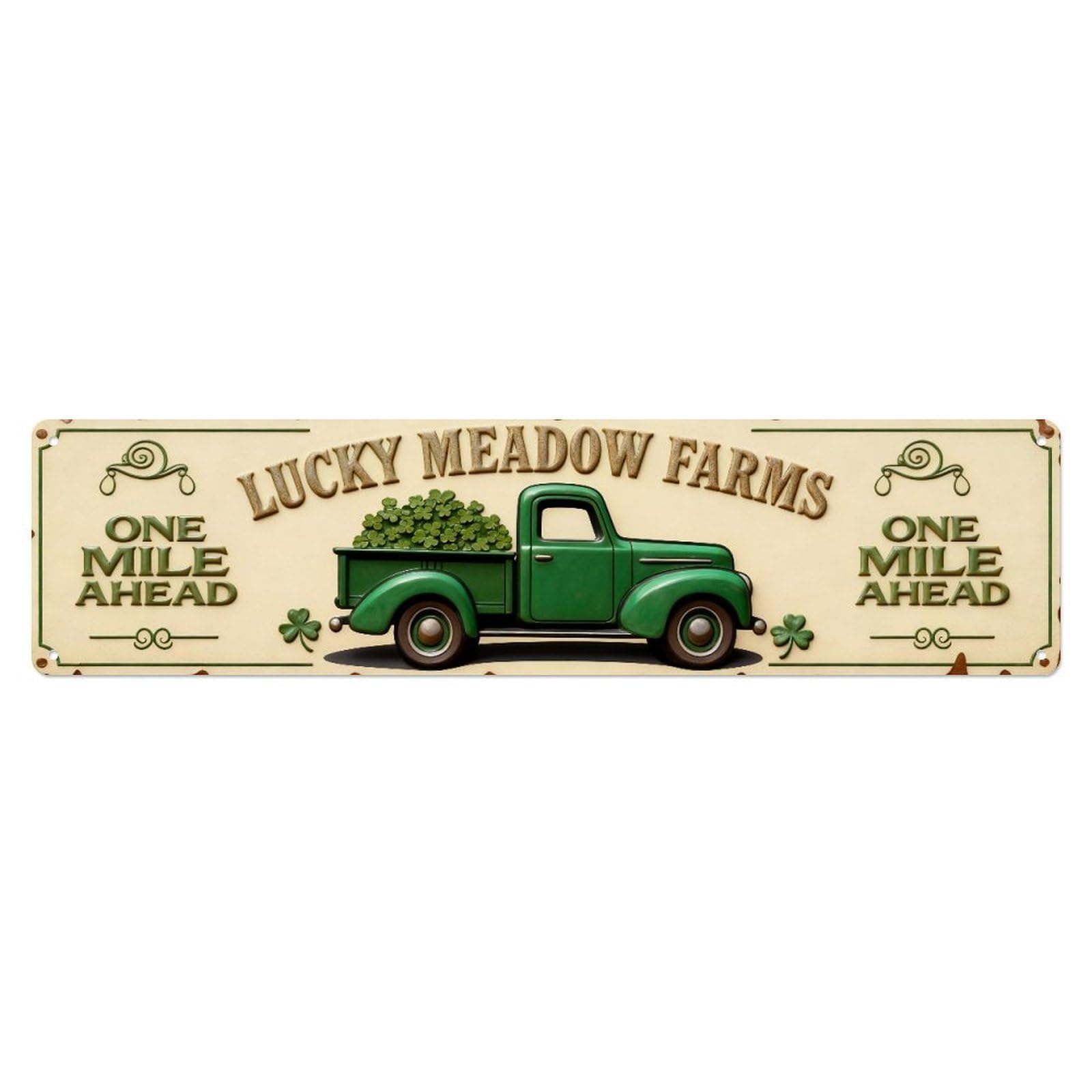 Green Truck With Hay Load Metal Tin Sign Plaque