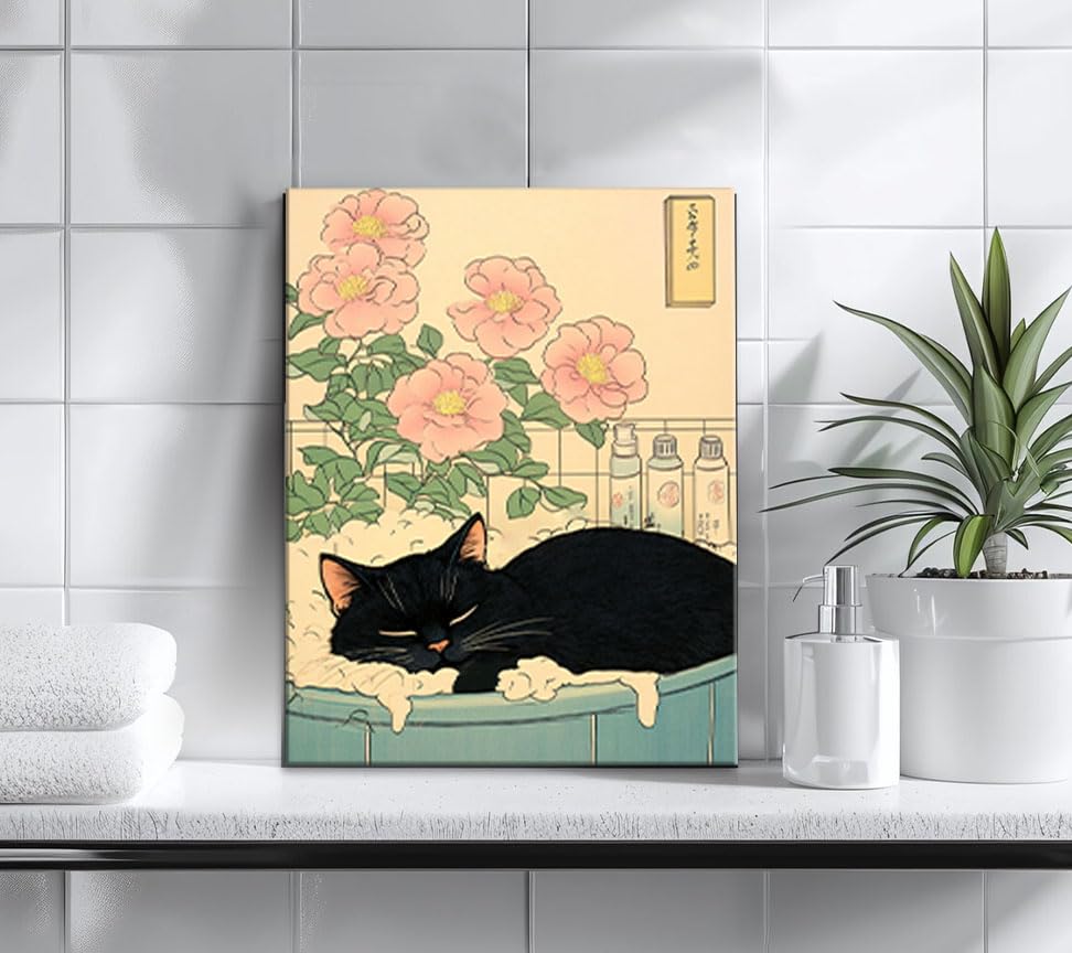 Image of Frimeeme Japanese Bathroom Wall Art 12x16 Inch