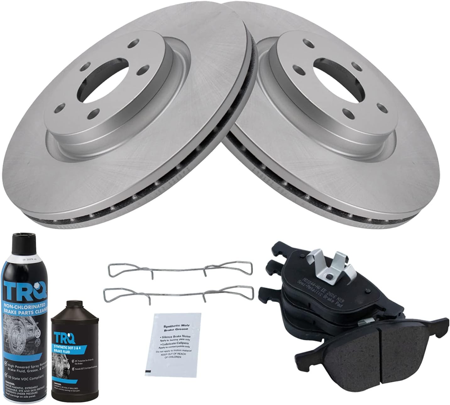 TRQ Front Metallic Brake Pad & Coated Rotor Kit w/Chemicals Compatible with C30 C70 S40 V50