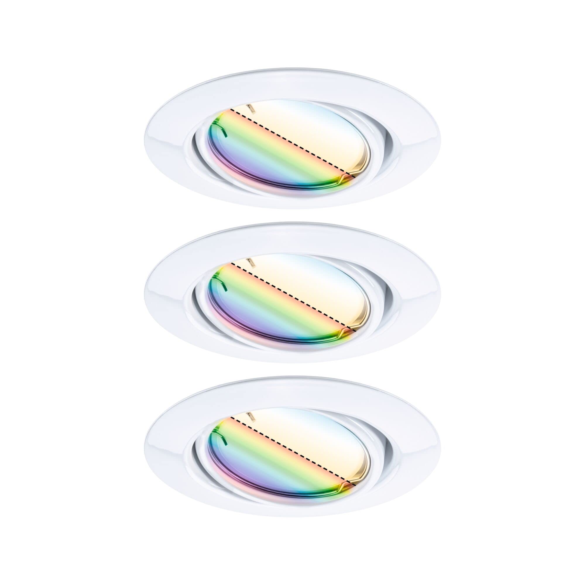 Paulmann 92466 LED Einbauleuchte Base Smart Home Zigbee Basisset schwenkbar rund 230V 3x4,9W 3x420lm dimmbar 90mm Weiß Metall RGBW+