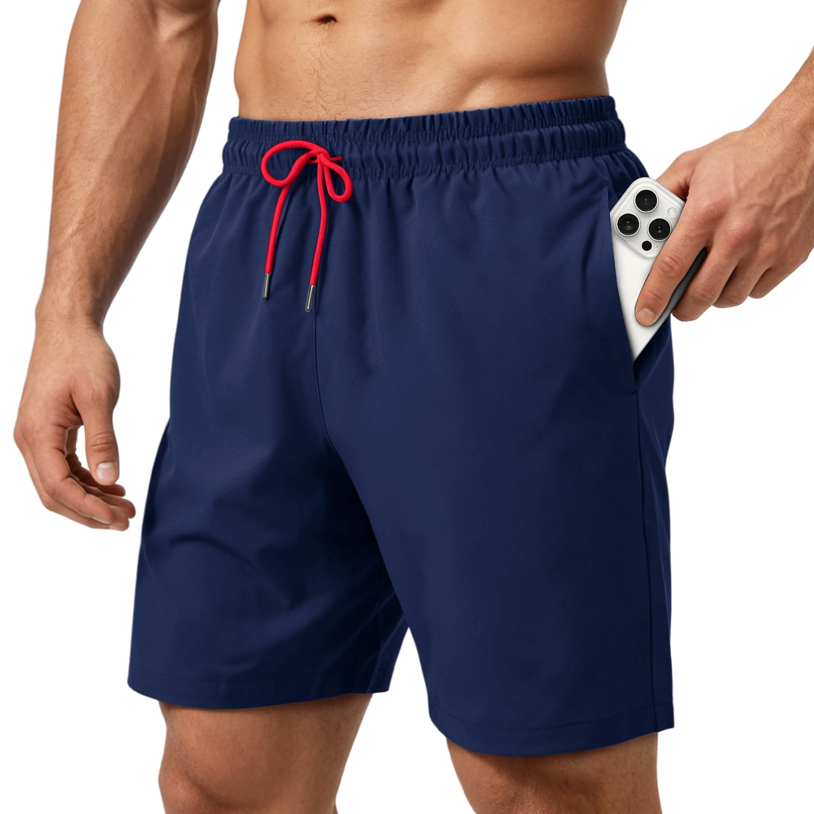 HEOAARG Badehose Herren Badeshorts Lang Mit ReißVerschlusstasche Kurze Hosen Herren Schnelltrocknend Sporthose Kurz Shorts Atmungsaktiv Schwimmhose Mit Meshfutter，Elastisch Tunnelzug