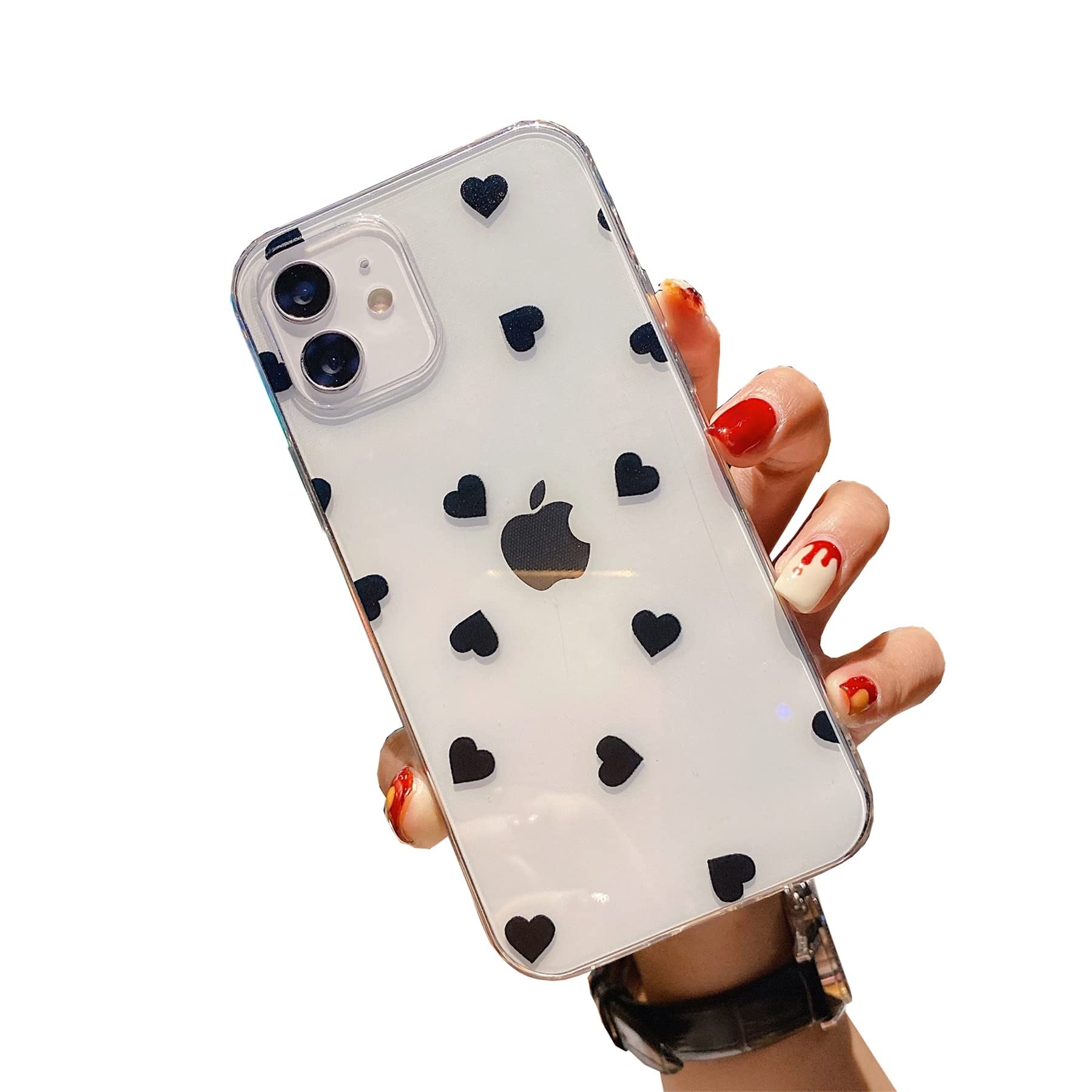 Einaily Hülle für iPhone 13 Pro Crystal Clear Handyhülle Mode Chic Muster Ultra TPU Silikon Herz Bumper Stoßfest Kratzfest Schutzhülle für iPhone 13 Pro Slim Case Cover