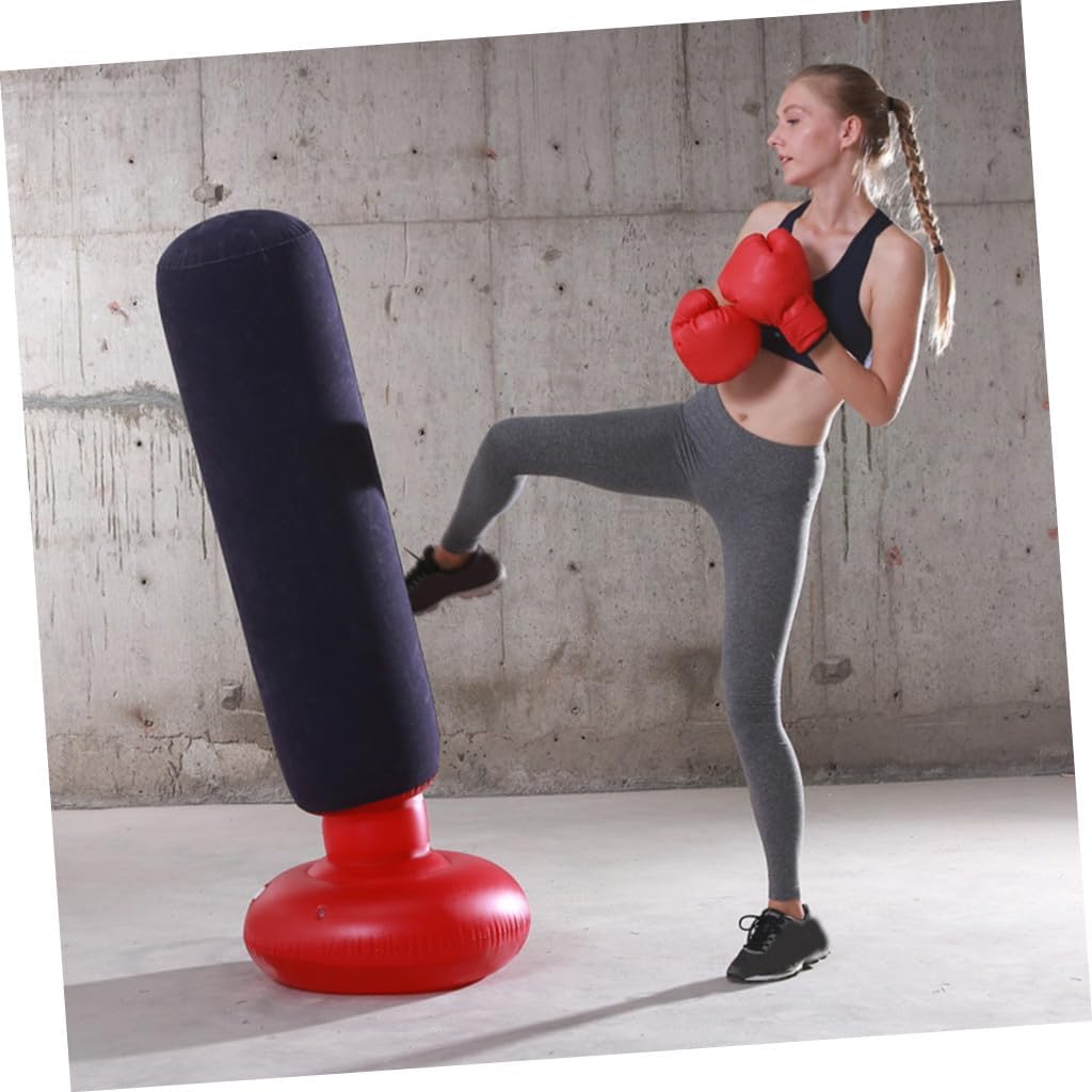 VANZACK 1.6m Inflatable Boxing Post Heavy Duty Boys and Girls Punching Bag Fitness Sandbags for Adults Teens PVC Exercise Bag Flocking Surface Dark