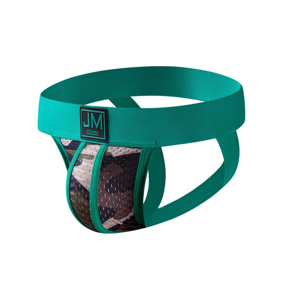 Jockmail Men's Green Jockstraps Underwear Sexy Mesh Low Rise Stretch Jock Strap For (L, )