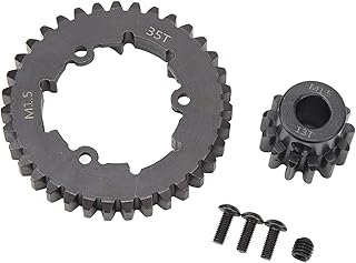 RC Car Gear Set, Replacement Black Professional Rust Resistant Fine Machined Easy Installation 35T Spur Gear Motor Pinion Gear Steel for 1/5 RC Car (13T)