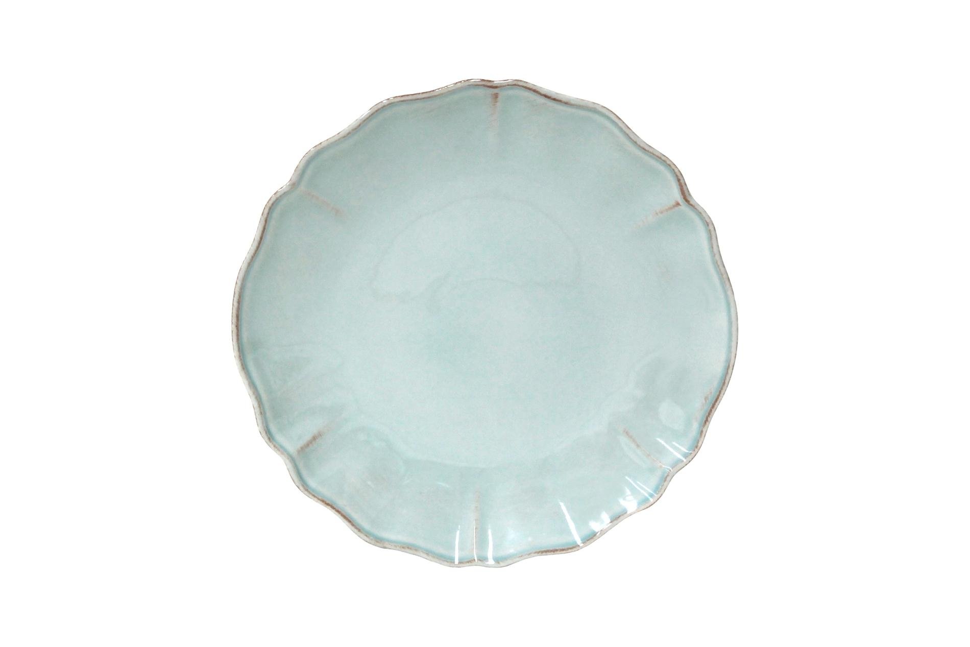 Costa Nova, Alentejo collection, Vaisselle en grès, Assiette à dessert, salade, turquoise, 21 cm, 6 pièces