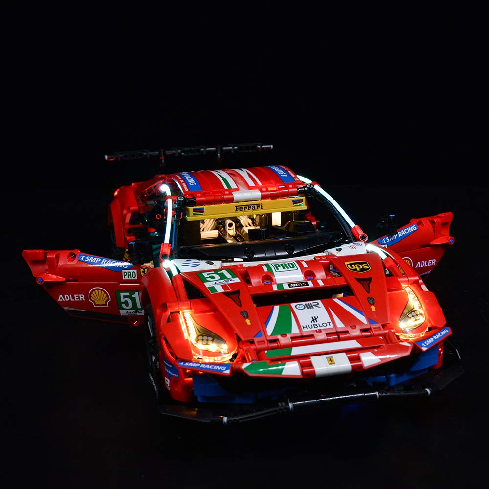 Kyglaring Led Lighting Kit for Ferrari 488 GTE “AF Corse #51” -Light Sets Compatible with Lego 42125 Building Blocks Model- Not Include The Lego Set (
