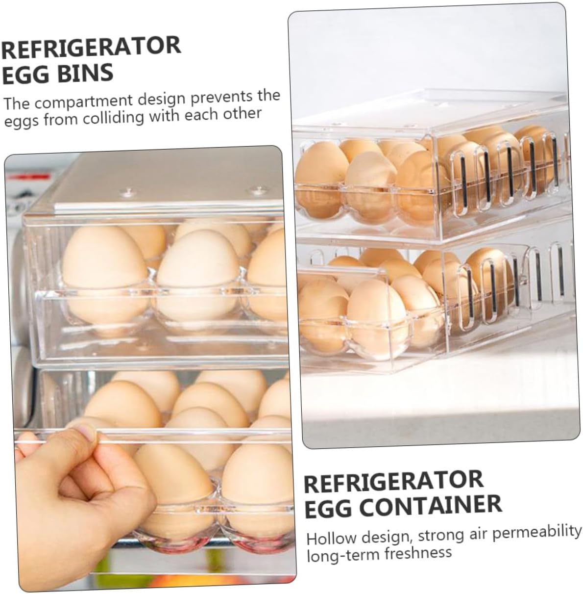 1pc Refrigerator Storage Bin Organizer Stackable Design Capacity Ventilated Compartments for Fridge Organization for Daily Use and Space Saving