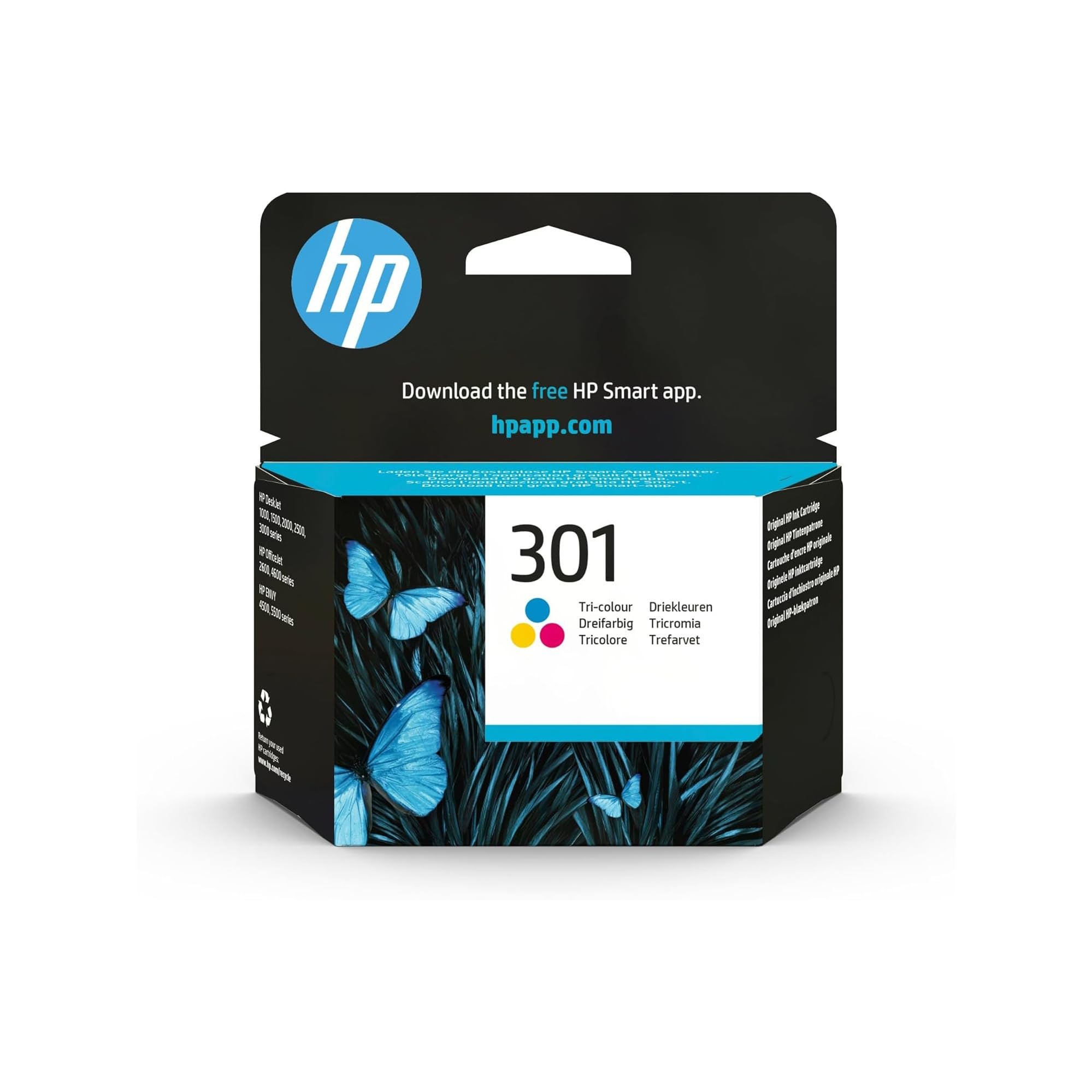 HP 301 CH562EE, Tricolor, Cartucho de Tinta Original, compatible con impresoras de inyección de tinta HP DeskJet 1050, 2540, 3050; OfficeJet 2620, 4630; ENVY 4500, 5530