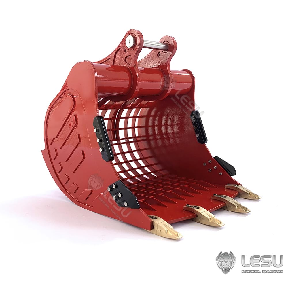 LESU Seau de grille hydraulique 1/14 pour pelle à télécommande ET35 en métal B0006 Accessoires peints en rouge