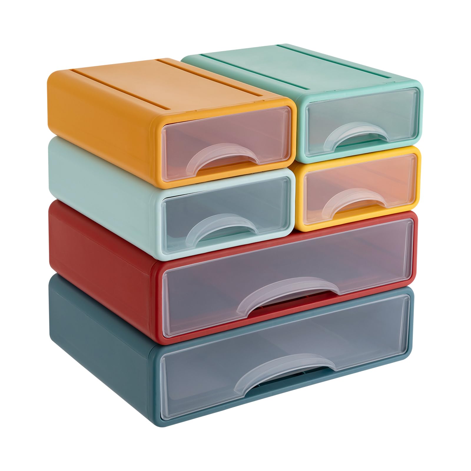 Organizer da scrivania con 6 cassetti, impilabile, in plastica, per casa, ufficio, 34 x 25 x 33 cm