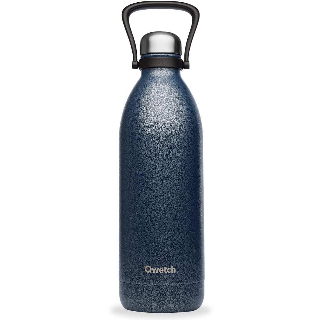 Qwetch - Bouteille Isotherme TITAN ROC 2L Blue Navy - Ultra Résistante avec Revêtement Anti-Rayures - 48h Froid / 16h Chaud - Étanche, Lavable au Lave-Vaisselle - Gourde Inox avec Poignée