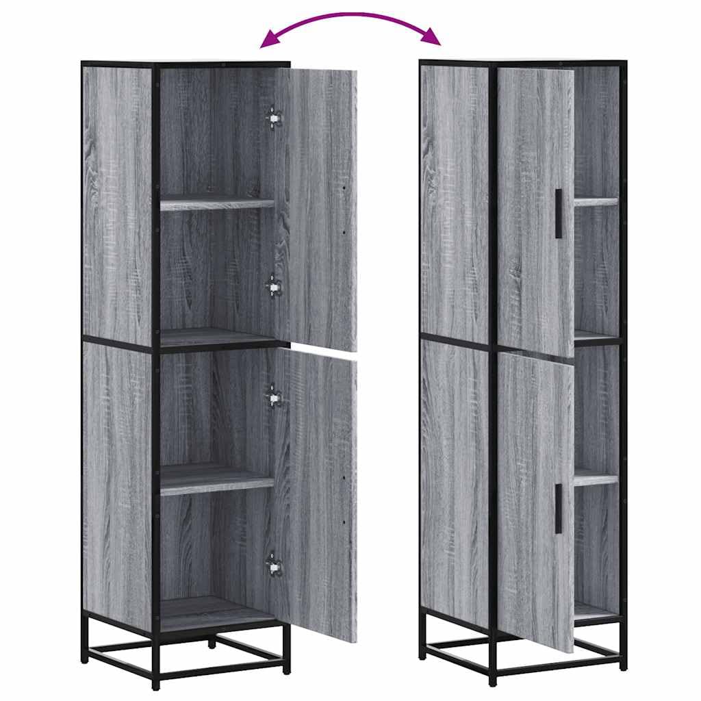 vidaXL Highboard Grau Sonoma 35,5x35x139 cm Holzwerkstoff und Metall, Beistellschrank, schlanker Lagerschrank, hoher Schrank, Hochschrank