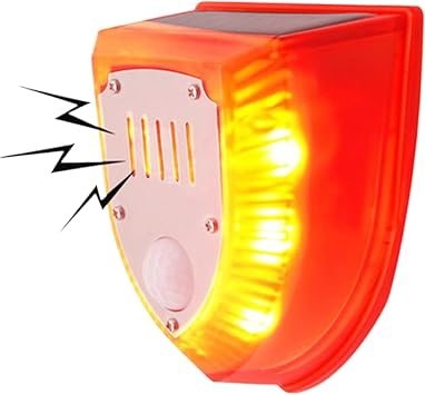 Solar Motion Sensor Alarm, Outdoor Deer Repellents Device, Smart Driveway Alert System, Weatherproof Wireless Siren, Solar-Powered Detector, Yard Orchard Warehouse Use, 8x9.5cm ABS