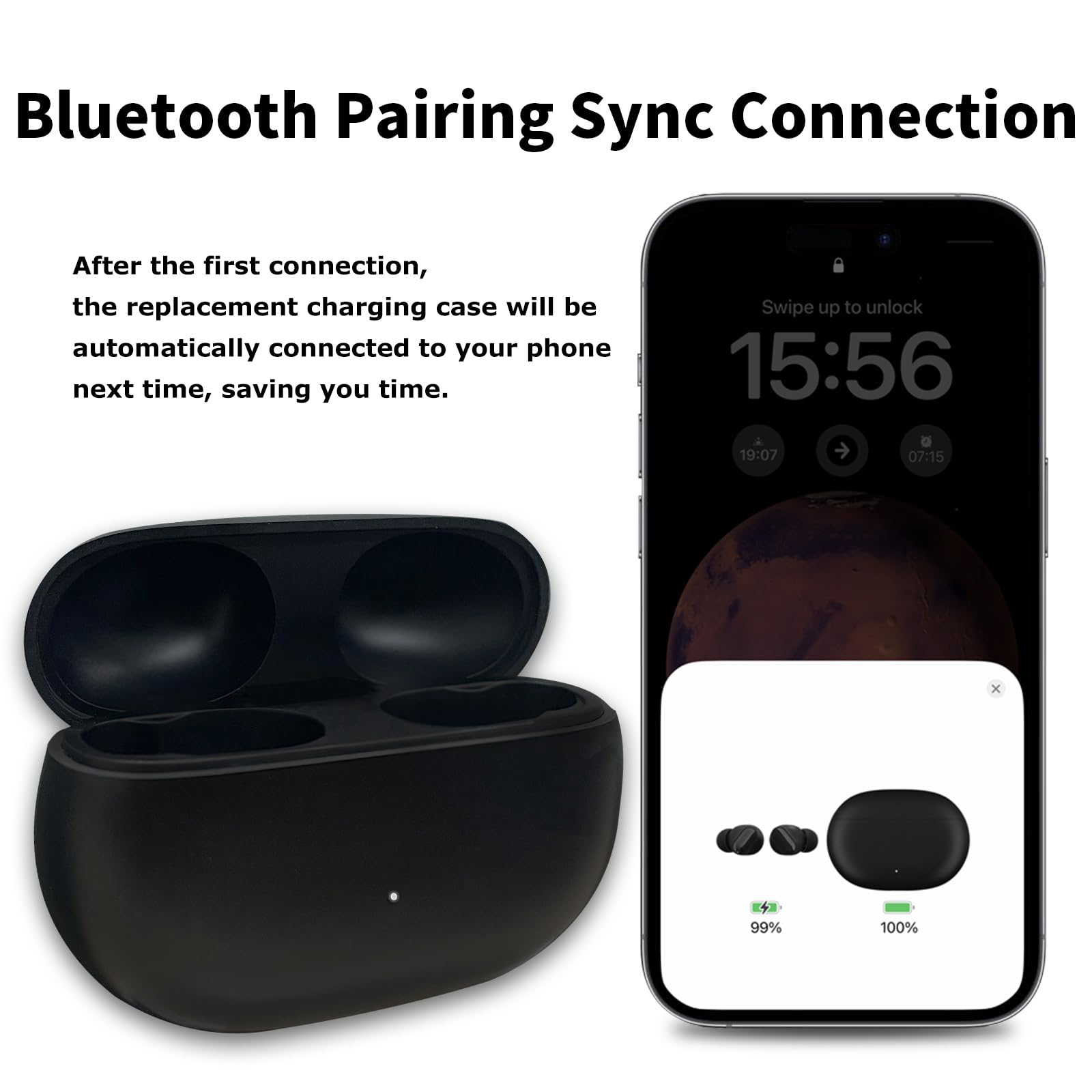 Custodia di ricarica di ricambio compatibile con Beats Studio Buds/Buds +, caricatore con pulsante di sincronizzazione Bluetooth e batteria integrata da 660 mAh (cuffie non incluse)
