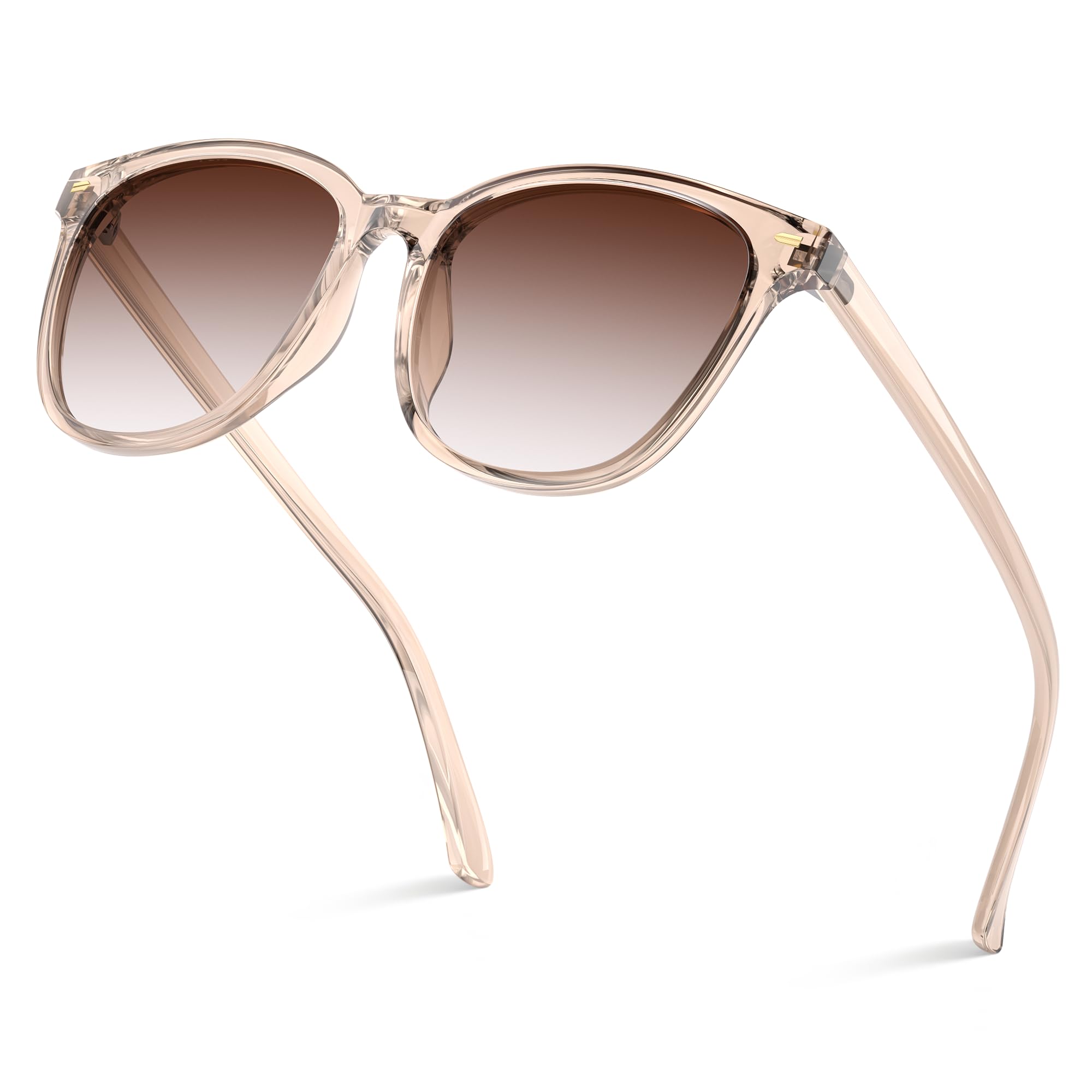 Polarized Sunglasses Womens Trendy Mirrored Shades UV400 Protection | Polarized Mirrored Sunglasses with UV Protection Lenses Lightweight Stylish Design for Driving Travel Beach and Daily Wear A3. Champagne Frame/Progressive Brown Polarized Lens