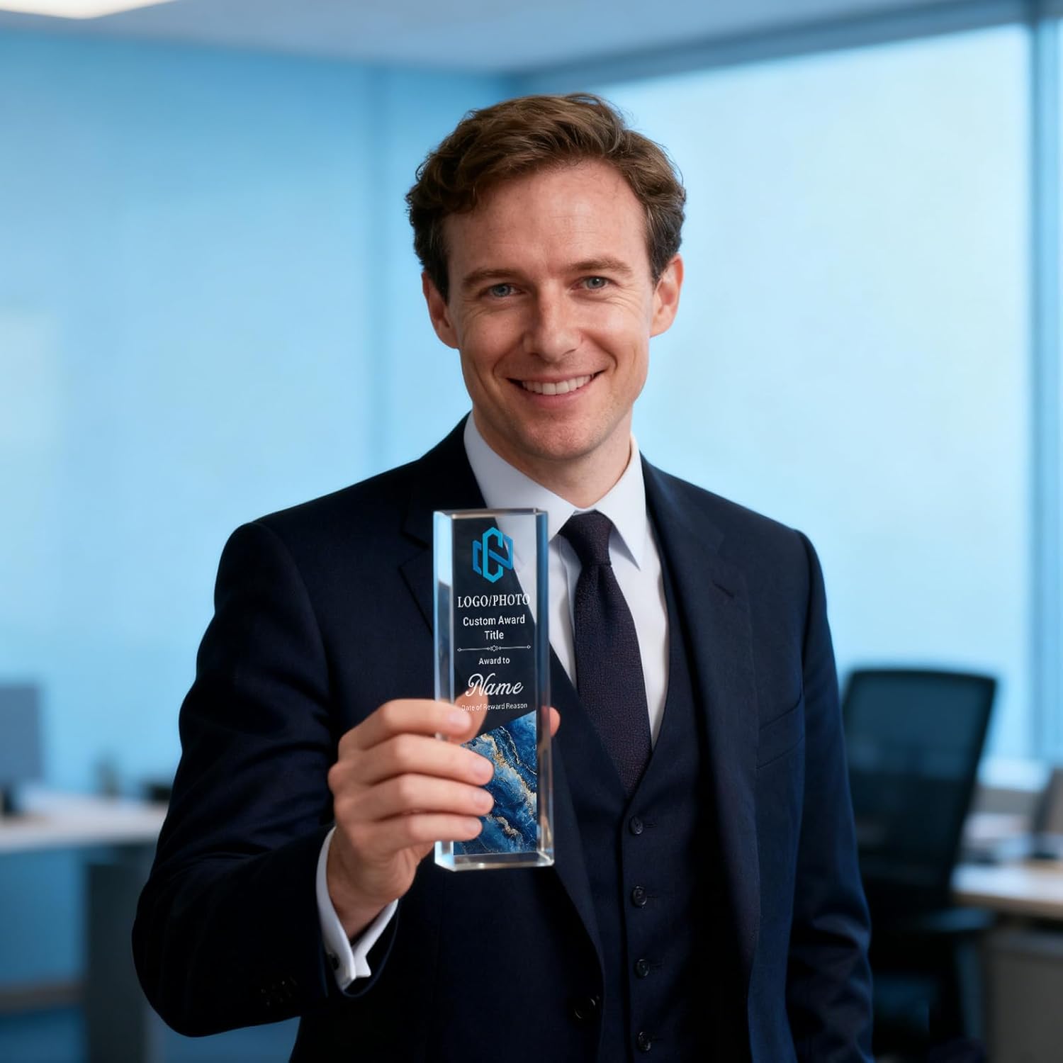 Personalized Trophy Award for Employee Recognition and Years of Service, Custom Corporate Trophy with Name Title Year, Office Achievement Appreciation Award for Staff Team Member Display - Image 3