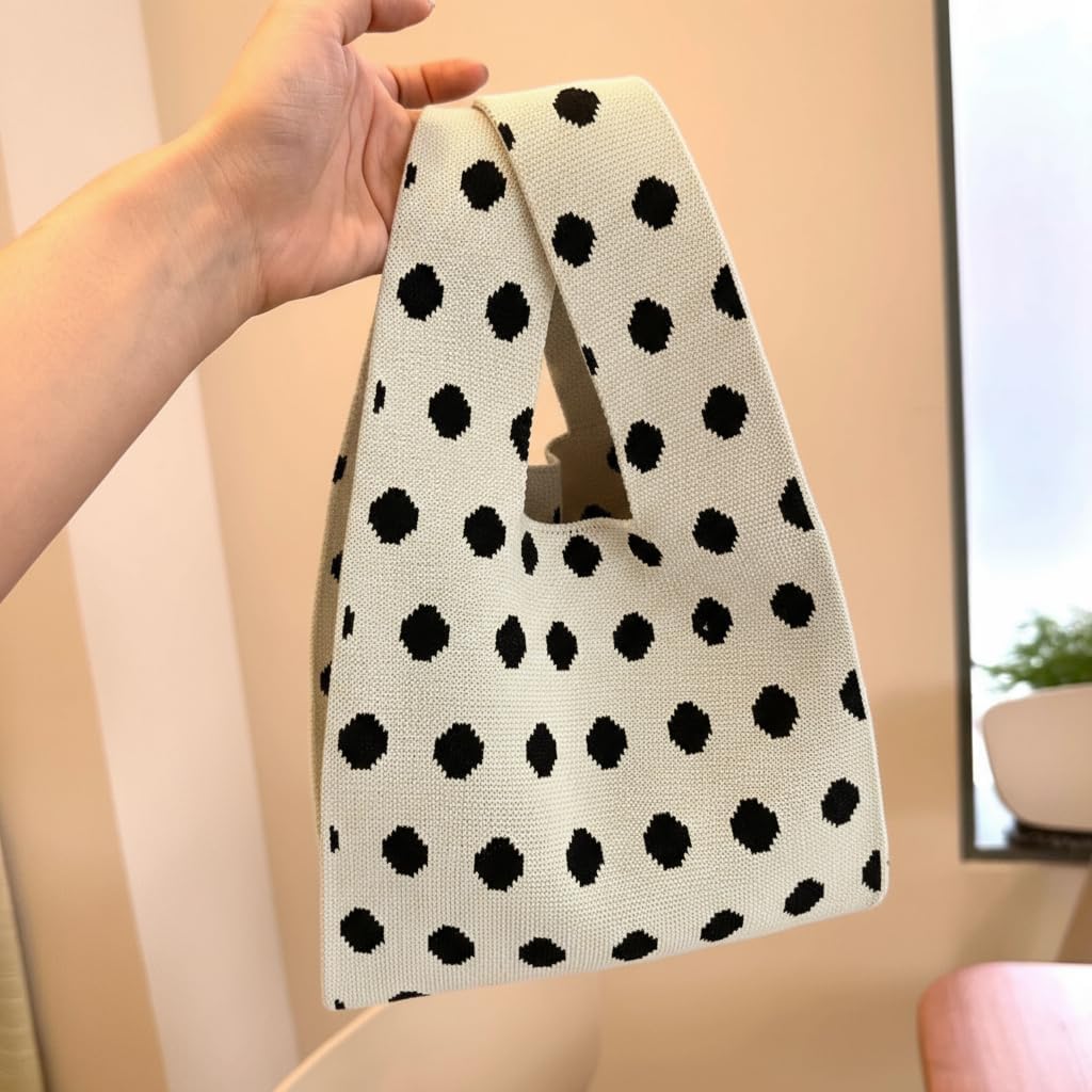 Knit Tote Bag Mini Cute Wristlet Handbag Knot Wristlet Knitted Bag 2 Pieces Women's Pocket Handbags - Image 2