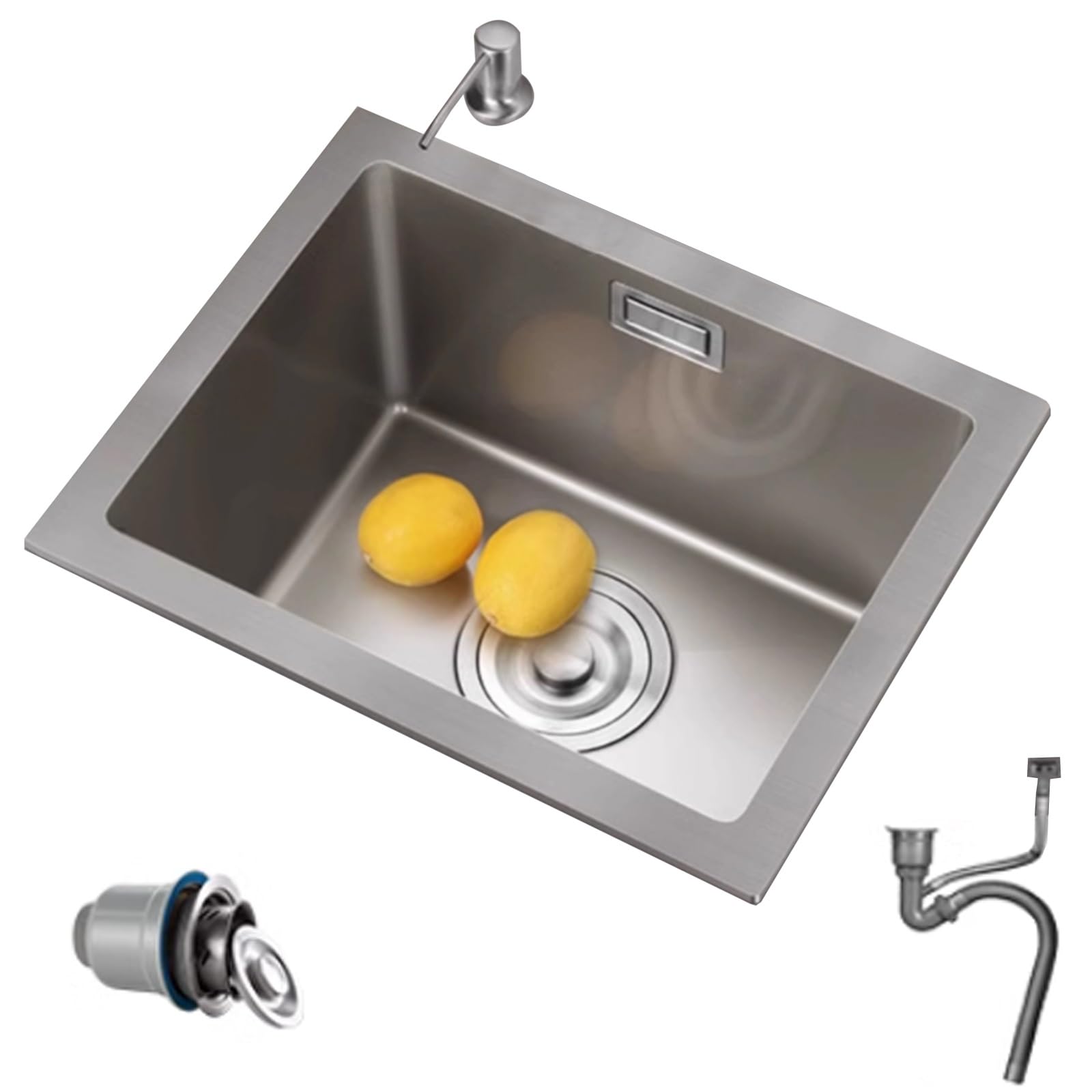 Sifone da Cucina salvaspazio per Camper, Mini lavabo sottopiano in Acciaio Inossidabile Argentato, Facile da Pulire (60 x 42 cm)