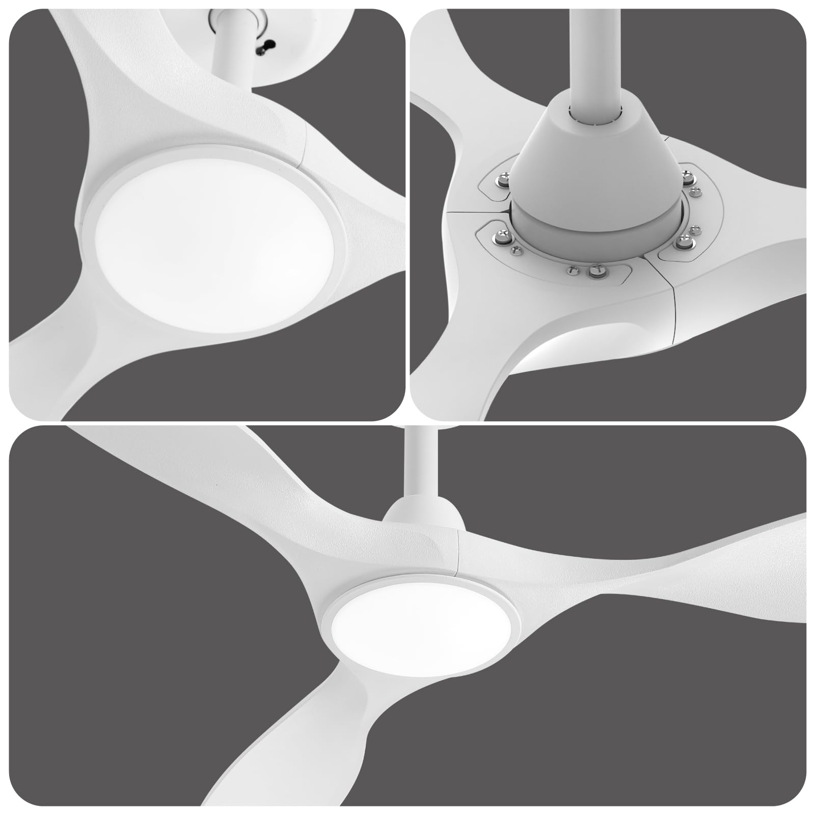 ocioc Deckenventilator mit Beleuchtung und Fernbedienung Große, LED Dimmbar, Ø107 cm, Weiß, Moderne Geräuscharm Lüfterlicht für Wohnzimmer, Schlafzimmer, Leise DC Motor, 6 Geschwindigkeiten, Timer