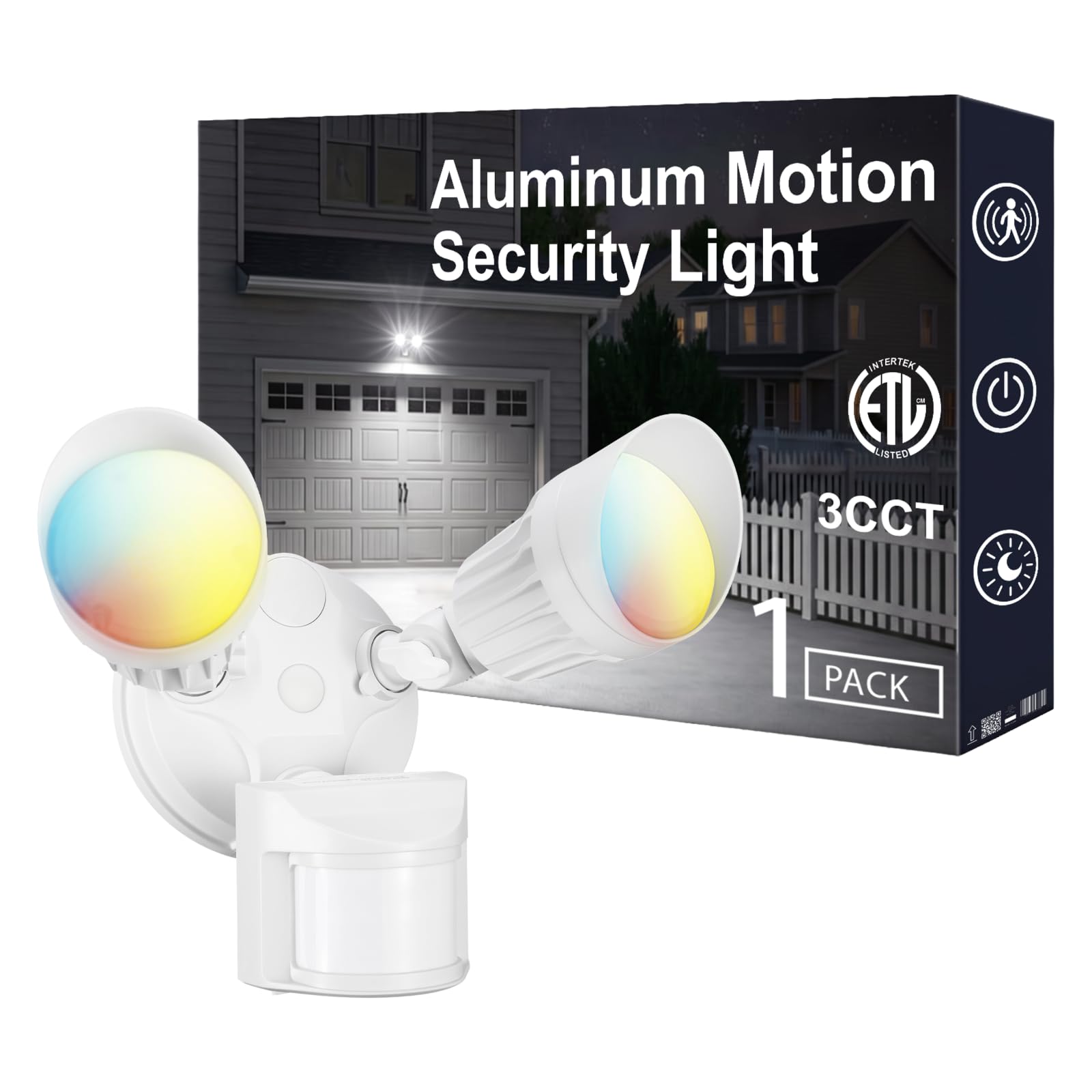 LEONLITE 3CCT Motion Sensor Security Lights Dusk to Dawn IP65 White