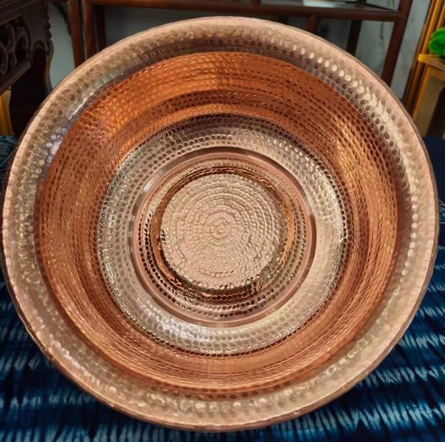 Lavabo de cobre para remojo de pies martillado de 12 cm de altura