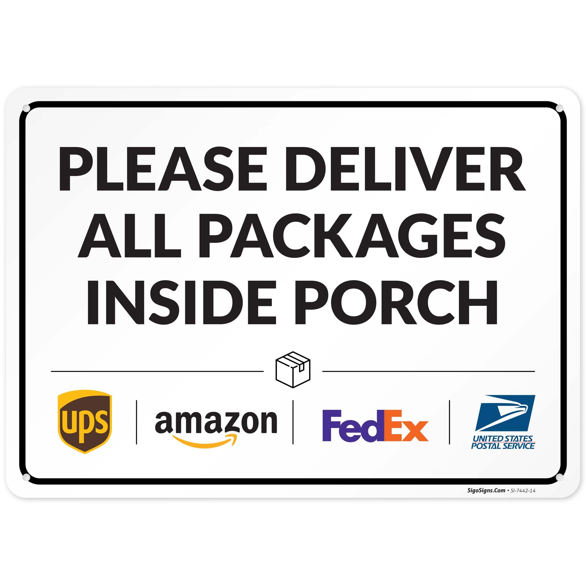 2 Pack Please Delivery Sign, Delivery Instructions Deliver All Please Inside Porch Sign, 12" x 8" Inches, Rust Free .Aluminum, Fade Resistant, Made in USA