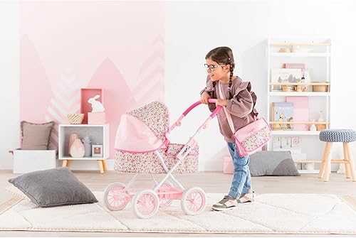 Miniatura 10 de Corolle Cochecito de muñeca de bebé para niñas, cochecito de bebé plegable de juguete para muñecas con diseño de carro, cochecito rosa