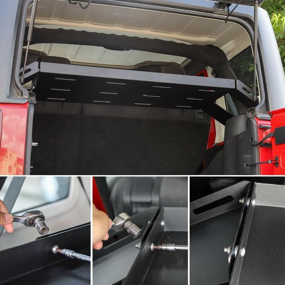 Rear Basket Rack Metal Luggage Storage Carrier 07 for Jeep for Wrangler 2007-2019 for Wrangler JK 2018 Stainless Steel Black RCBRMLSCFJWJJ0