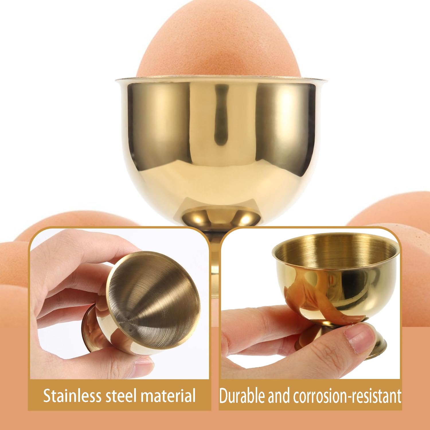 8 Stück Korrosionsbeständige Eierhalter, Eierständer aus Edelstahl, Eierablage für Frühstück, Gold Eierhalter, Küchengeräte zum Kochen von Eiern am Frühstück und Mittagessen