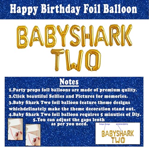 Image of Party Propz Baby Shark Theme Birthday Decorations - 5 Pcs 2nd Birthday Party Decoration For Boys| 2nd Birthday Decorations For Girls| Baby Shark Balloons | Foil Balloons For Birthday Decoration, Multi