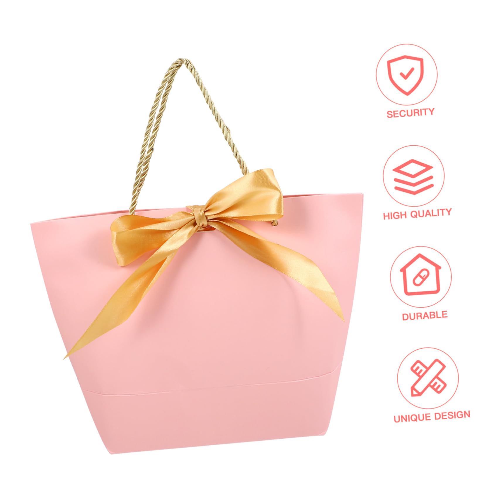 NIYANGLE Papier Verkaufstüten Wiederverwendbar Rosa 12 Stück mit Schleifenmuster Praktische Tragetaschen für Geschenke und Kleidung