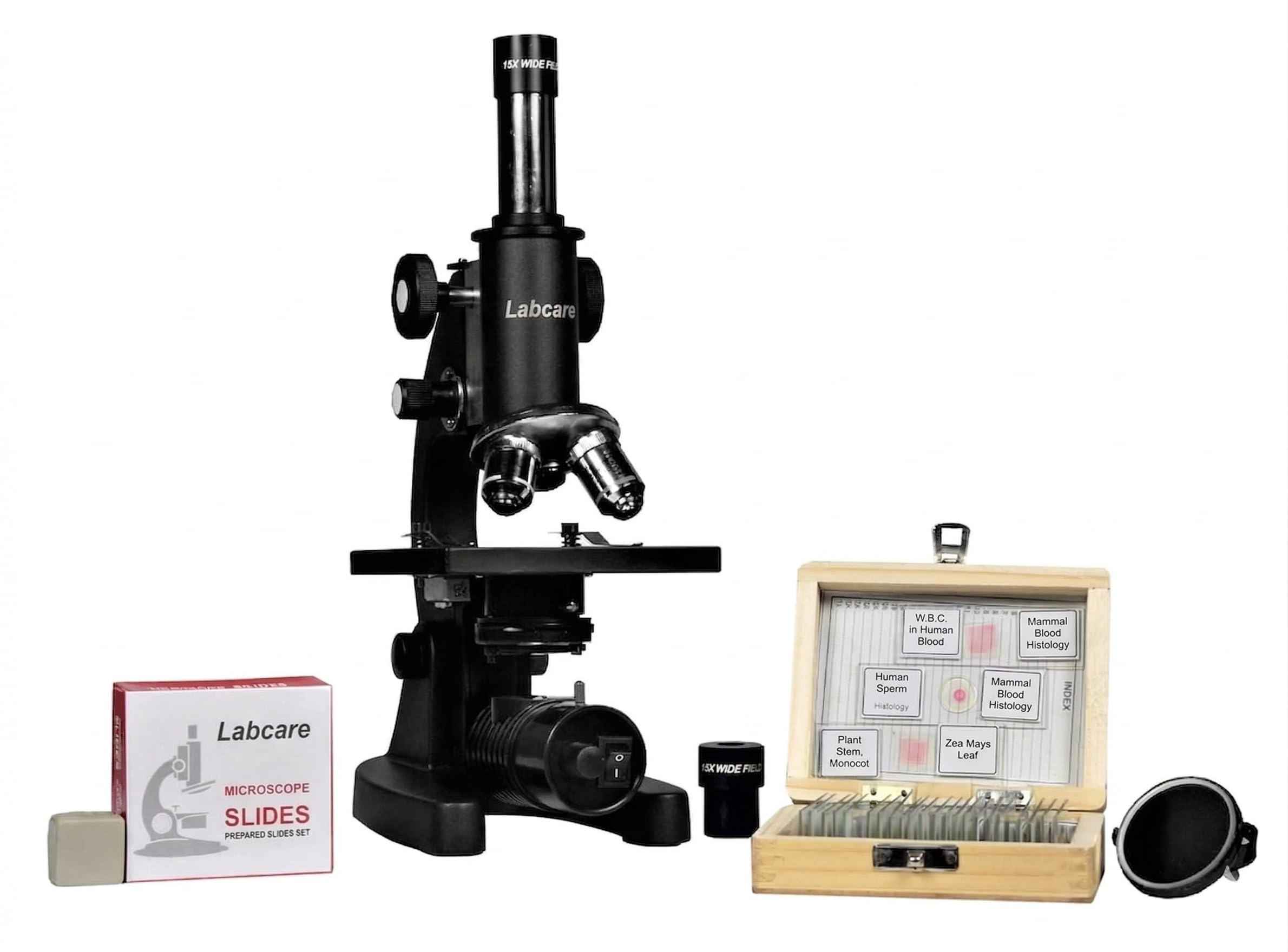 LABCARE Compound Biological Microscope for Students with 25 Prepared Glass Slides | 1125x Magnification with 4 Magnification Settings | Ideal for School, Lab, and Beginner Biology Study Use-image-39