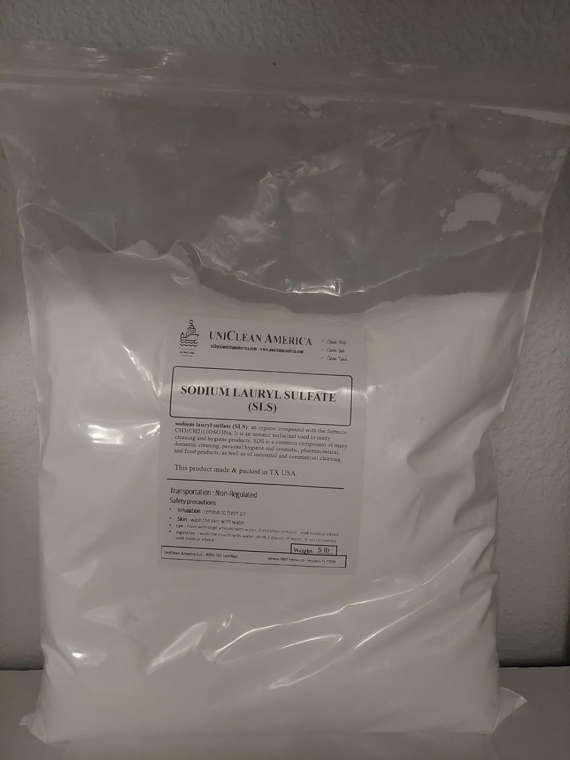 Sodium Lauryl Sulfate (SLS Powder) - Cleaning surfactant Powder - Made in USA - Weight 20lb