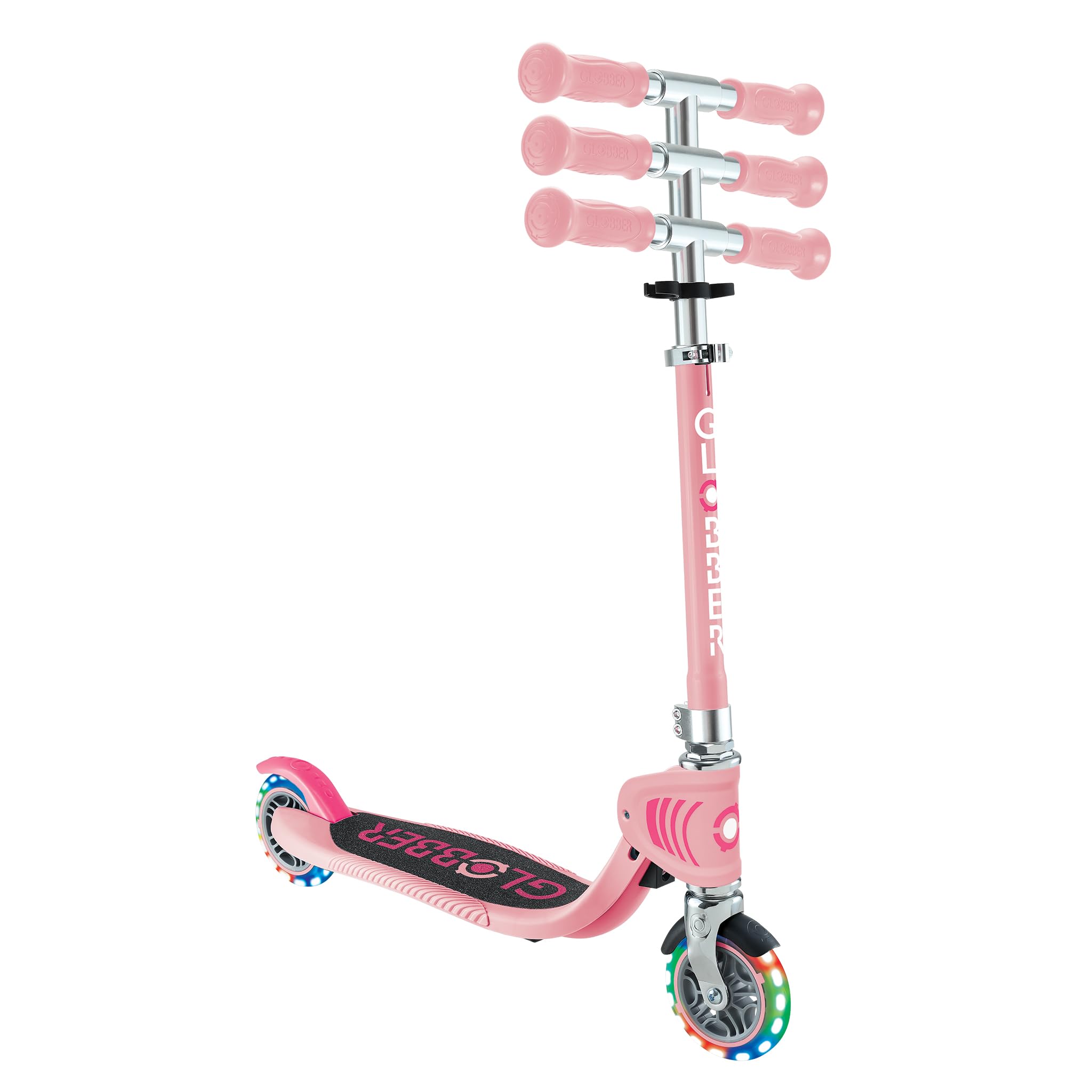 Globber Flow Foldable Junior Lights – Tretroller mit 2 Rädern faltbar – mit verstellbarem Lenker und leuchtenden Rädern – ab 3 Jahren – für Kinder