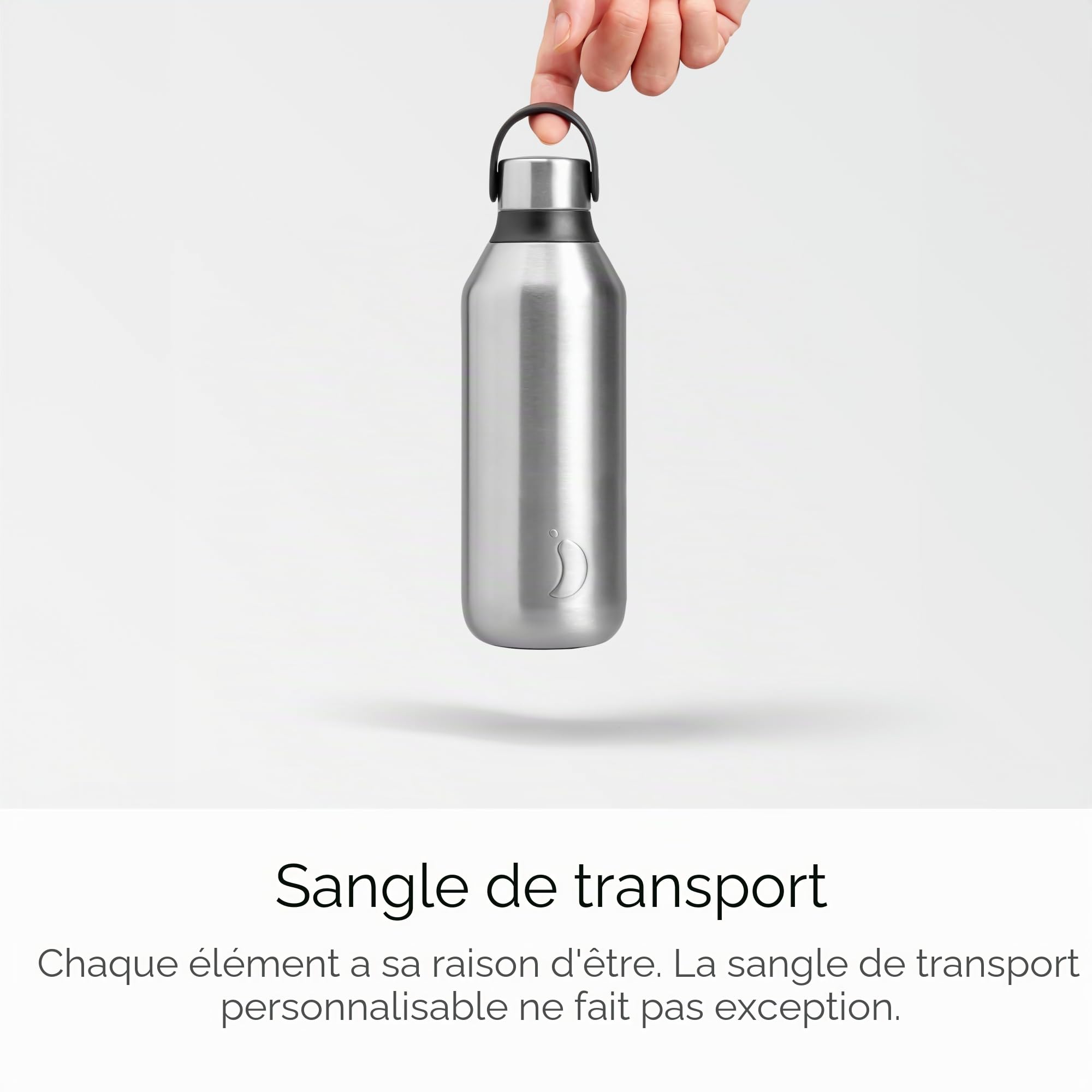 Chilly's Gourde Series 2 - Bouteille Isotherme en INOX avec Collerette Souple & Anse - Thermos pour Boissons Chaudes & Froides - Étanche, sans Condensation