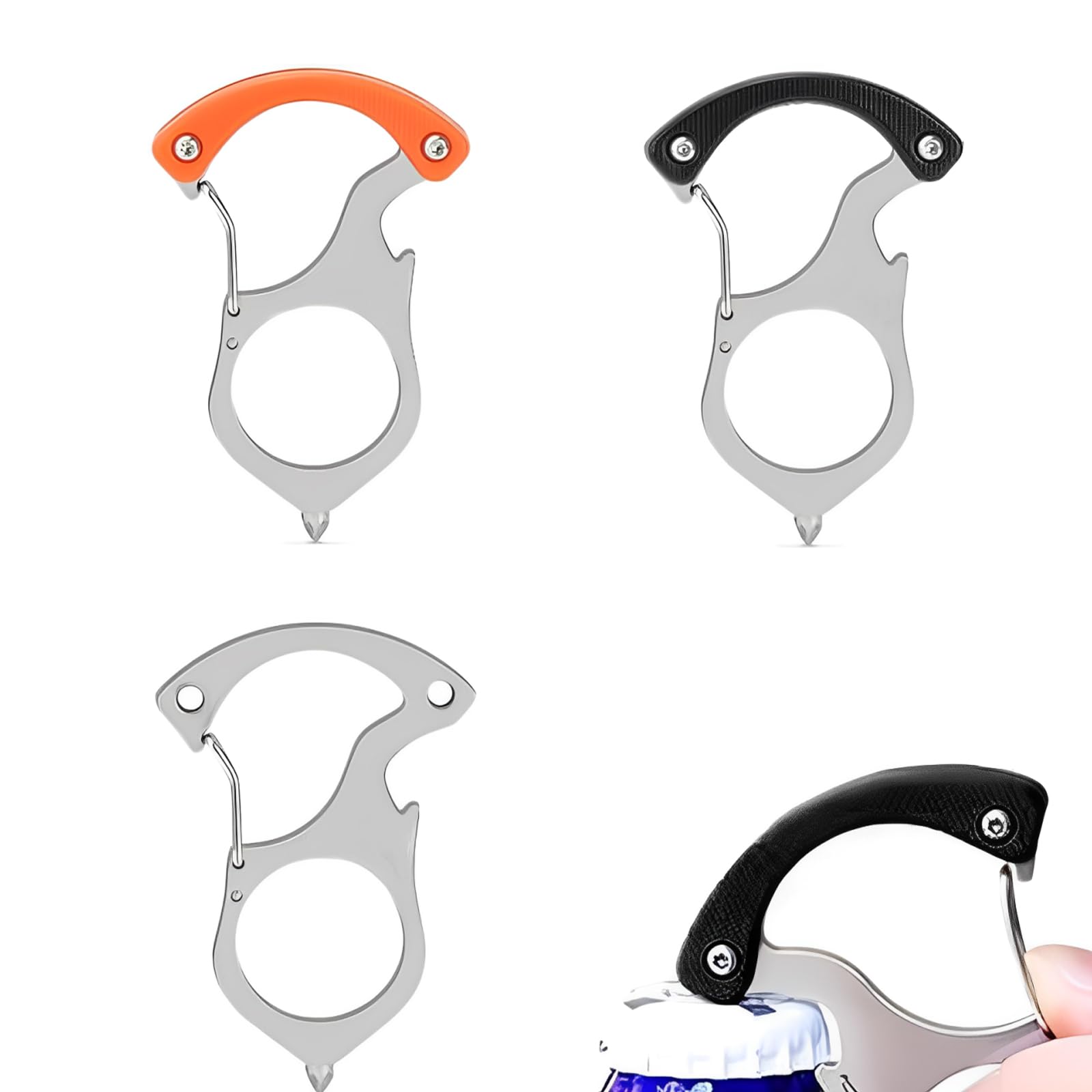 Set 3 Moschettoni Portachiavi In Alluminio – Apribottiglie E Anelli Portachiavi Multicolore