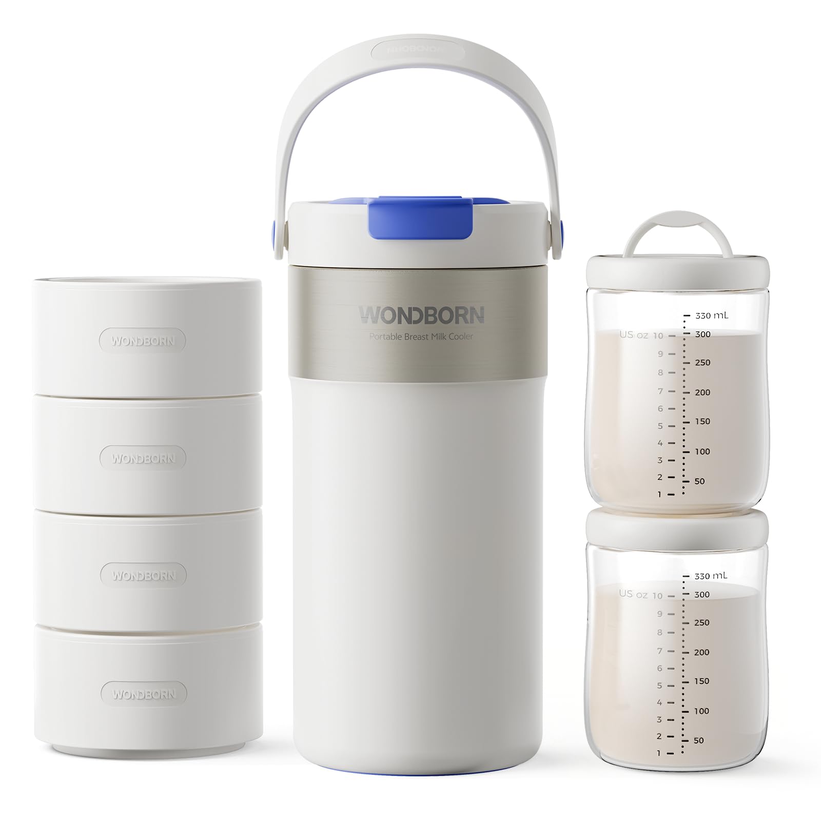 Photo 1 of ***USED/DAMAGED***
WONDBORN Portable Breast Milk Cooler, 4 Ice Rings, 360°Cooling with Vacuum Lid, Safe Chill for 30H+, 22oz Large Capacity with 2 Bottles, Rapid Chill to 40?, Extra Wide Opening, Ideal for Work & Travel