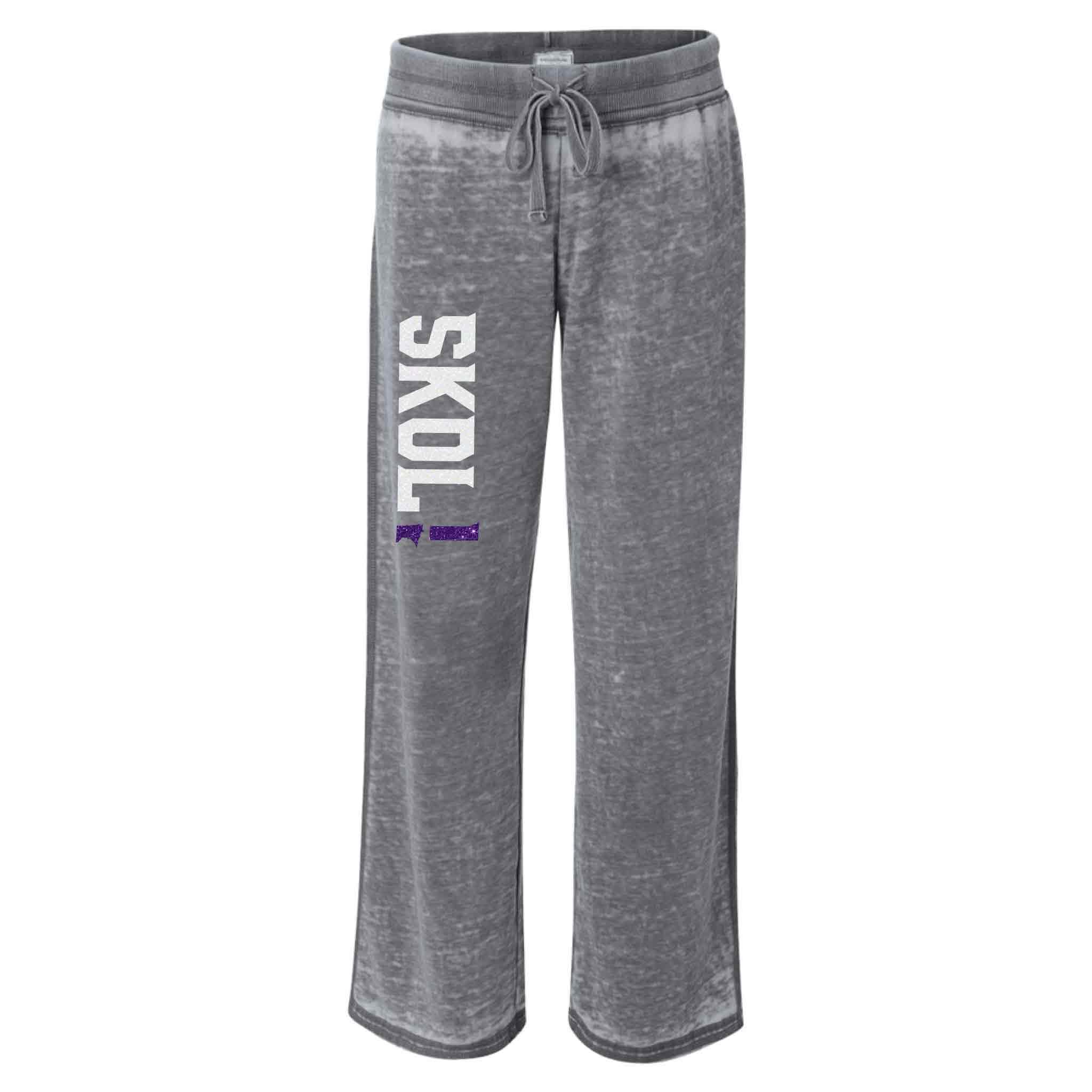 Vikings Pants Skol Sweats Minnesota Size XL Adult Ultra Soft Lightweight Burnout Sweatpants Dark Grey