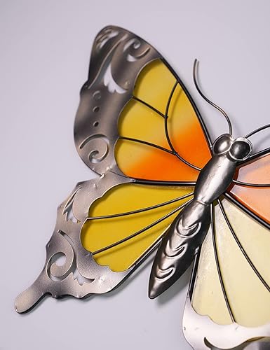 Miniatura 6 de HONCOEN Escultura de pared de arte de metal, decoración de pared moderna, estatua de mariposa 3D, regalo para el hogar, manualidades de vitrales en