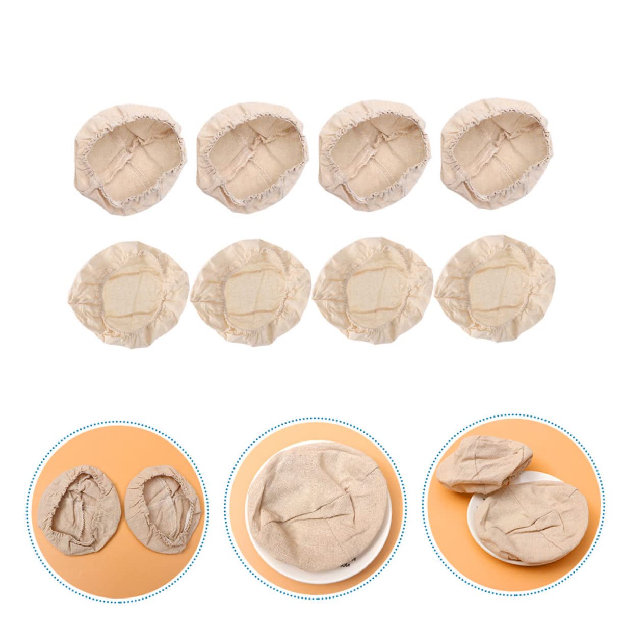 BESTonZON 16 Piezas Cubierta De Tela De La Cesta De Fermentación Paño Tela De Lino Canasta De Tela Forro De La Cesta Suministros para Pruebas De Pan Forro De Lino Banneton Rota Oval