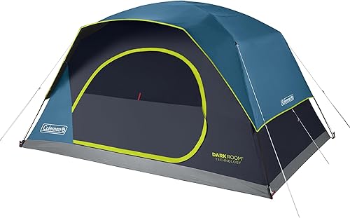 Coleman 46810 Person Skydome Dark Room Tent with Rainfly, 5 Minute Setup, Blocks 90% of Sunlight, 20% More Headroom Than Traditional Tents