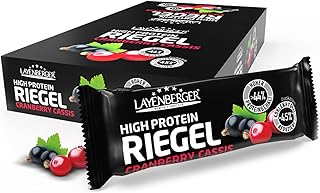 Layenberger High Protein Riegel - Fitness Power Bar, viel Eiweiß, wenig Zucker - 18er Pack (18 x 35 g) - Cranberry-Cassis