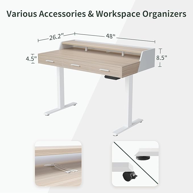 Escritorio Ajustable Electrico Standing Desk 122x67cm con 3 miniatura 3