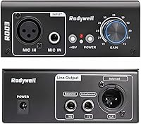 Vista 1 de Preamplificador de micrófono con ganancia ajustable de 19~75db, salida de línea balanceada y 48V para micrófono dinámico, de condensador, de cinta