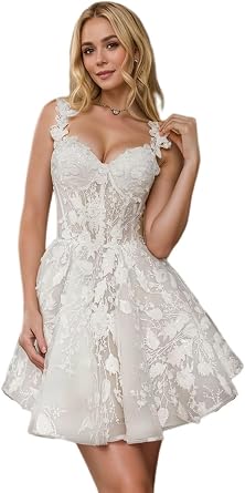 zcbang Short Wedding Dresses for Bride 2026 Strapless Lace Bridal Gown with Detachable Sleeve