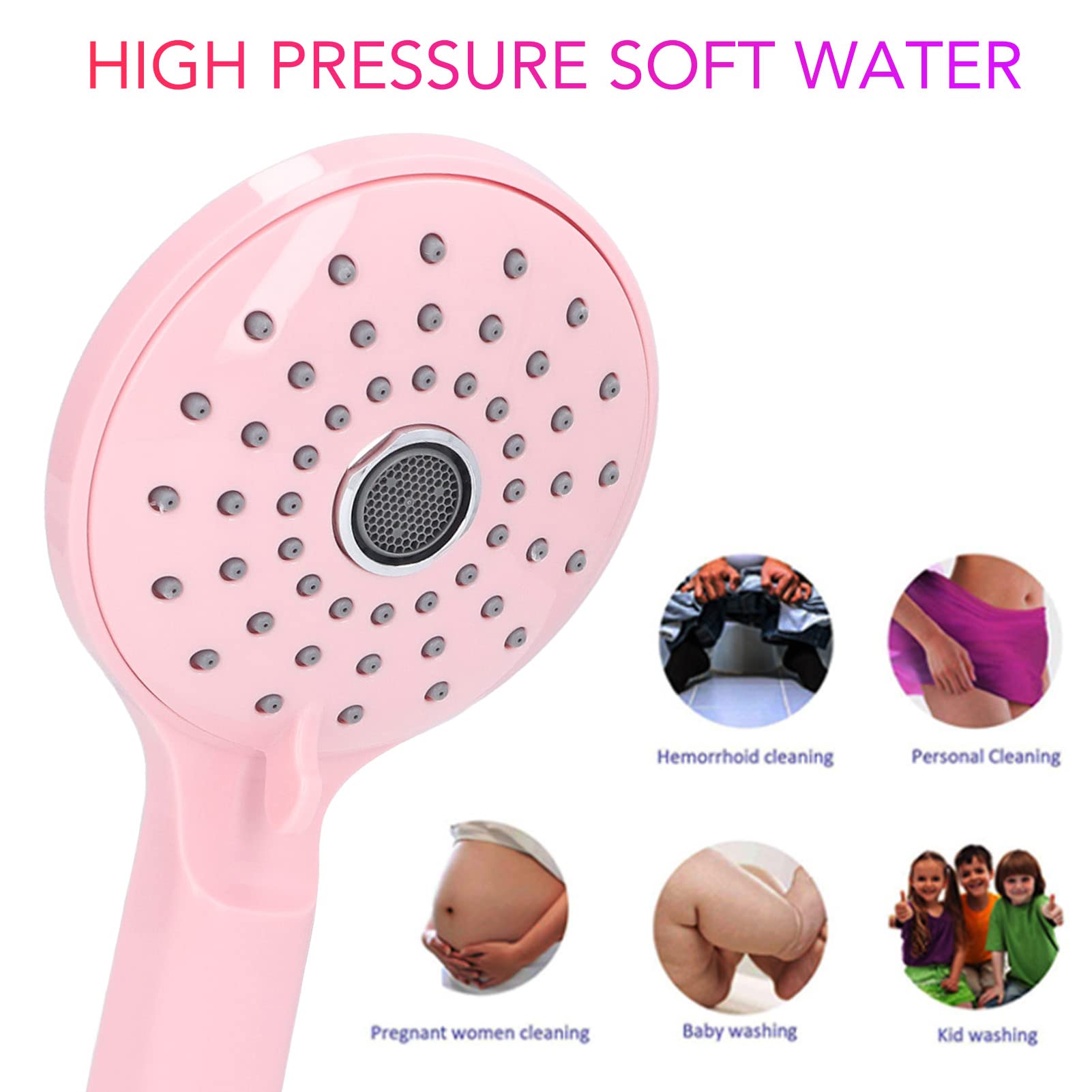 JUMZ Pressurized Shower Head, Pink, 2 Modes, Rust Resistant, Easy to Clean, High Efficiency - Image 3