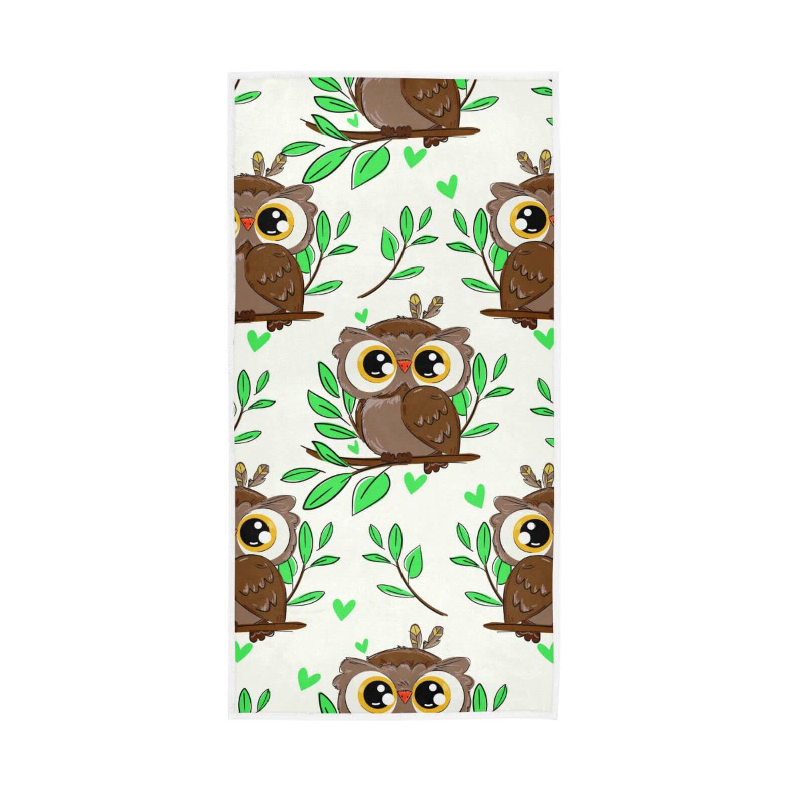 HUYGD Hand Towels Cute Owl Bird Pattern Decor Fingertip Soft Face Towel Absorbent Bathroom Kitchen Towels